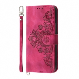 Fodral För Realme 14 Pro 5g Blommig Spets Med Rem