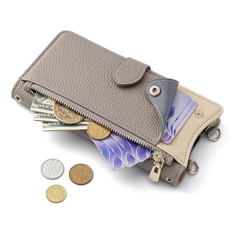 Fodral För Realme 14x 5g Tvåfärgad Plånbok Med Kedja