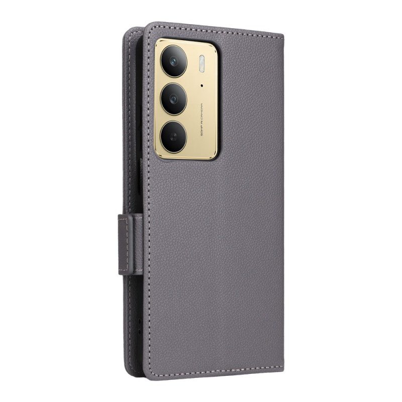 Fodral För Realme C75 Litchi-konstläder Med Rem