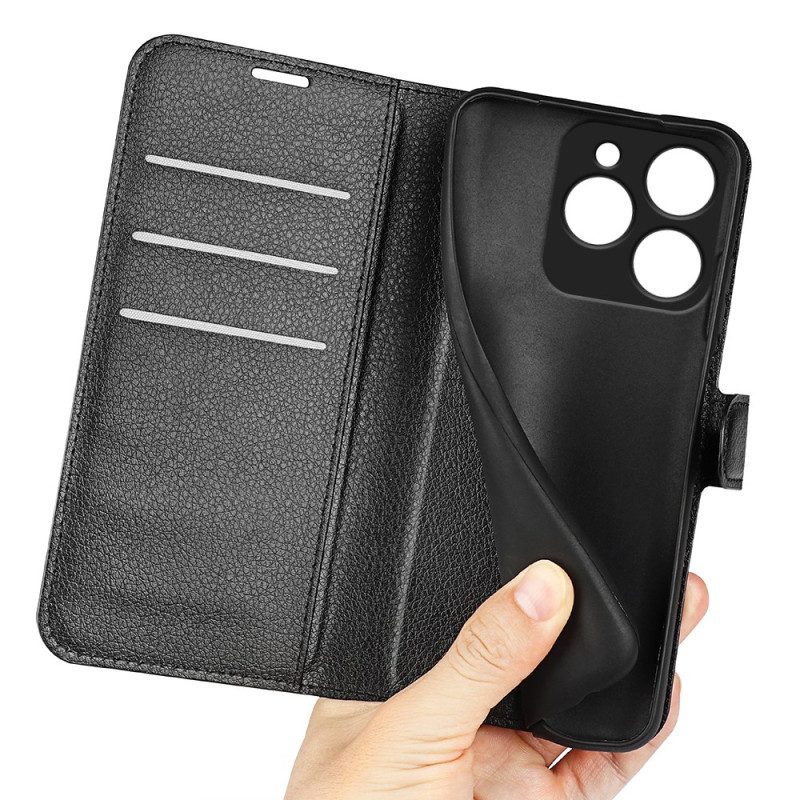 Fodral För Realme Note 60x Klassiskt Litchi-konstläder