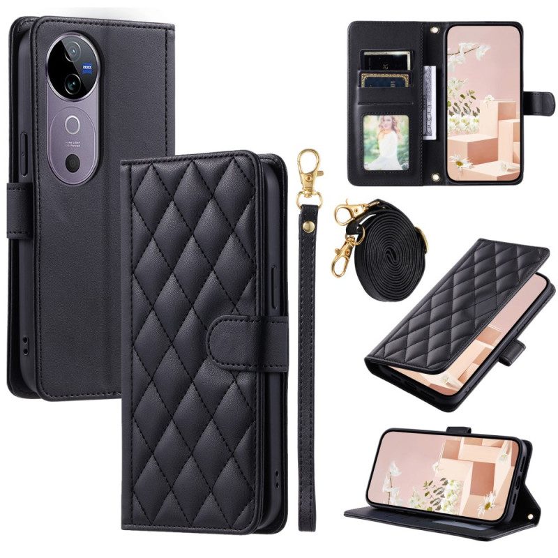 Fodral För Vivo V40 5g Quiltad Med Remmar