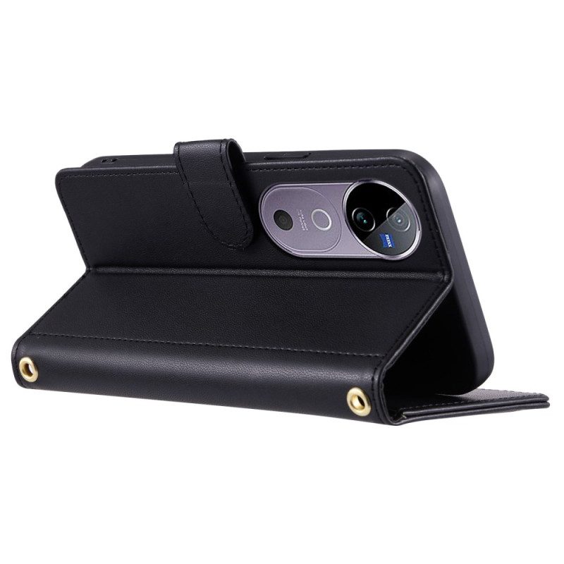 Fodral För Vivo V40 5g Quiltad Med Remmar
