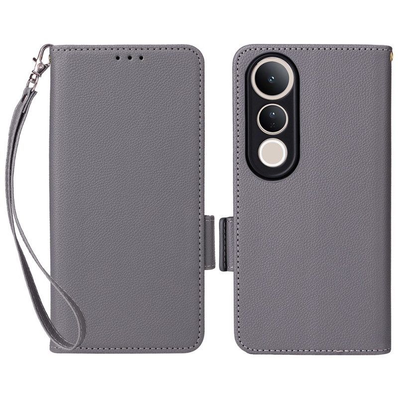 Fodral För Vivo V50 Lite 5g Konstläder Med Rem