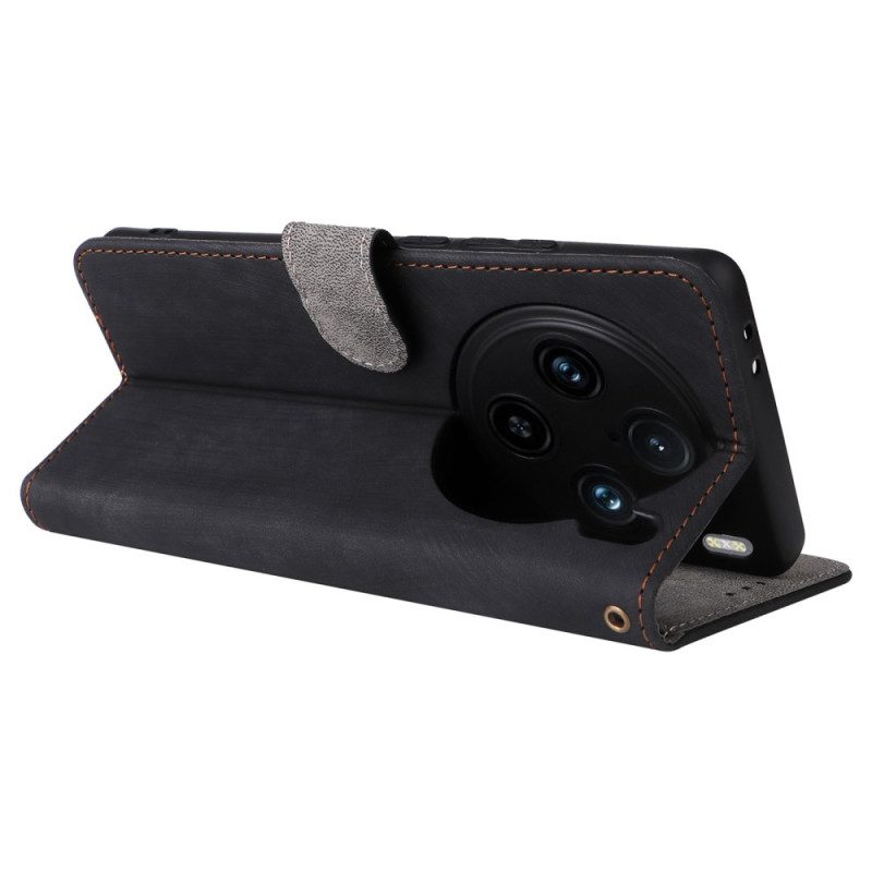 Fodral För Vivo X100 Pro Rem I Mockaeffekt