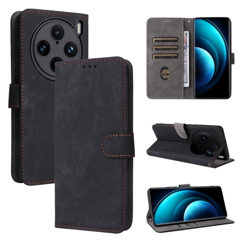 Fodral För Vivo X100 Pro Rem I Mockaeffekt