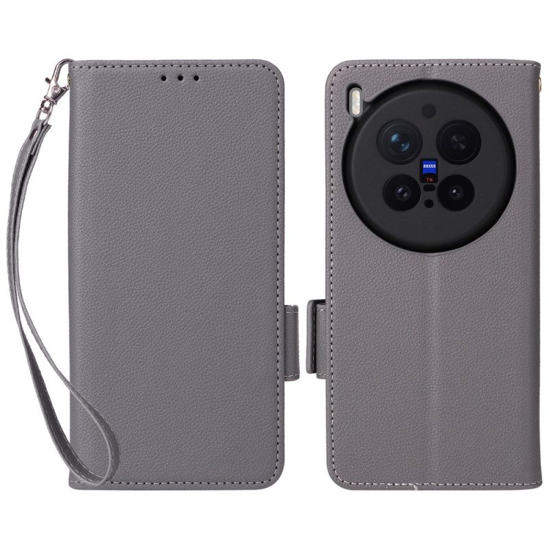 Fodral För Vivo X300 Pro Konstläder Med Rem