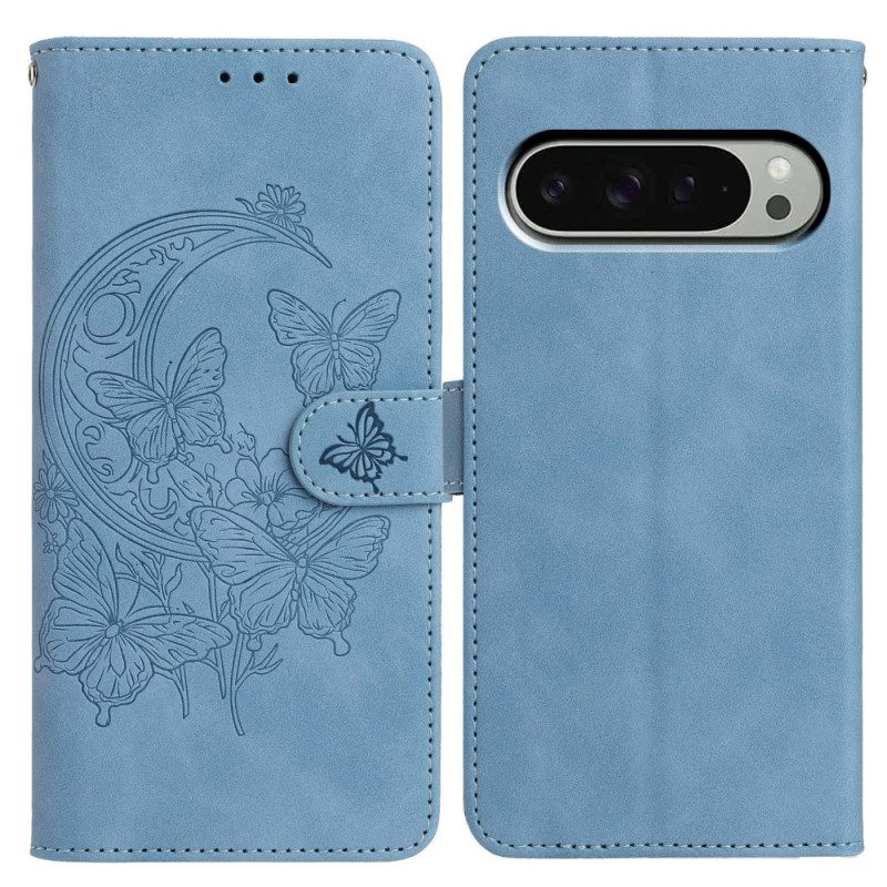 Fodral Google Pixel 10 Pro Xl Fjärilstryck Med Mockaeffekt