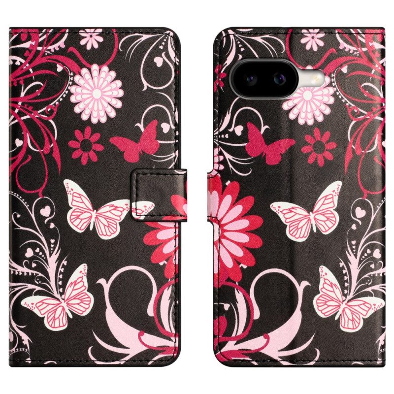 Fodral Google Pixel 10a Fjärilar På Svart Bakgrund