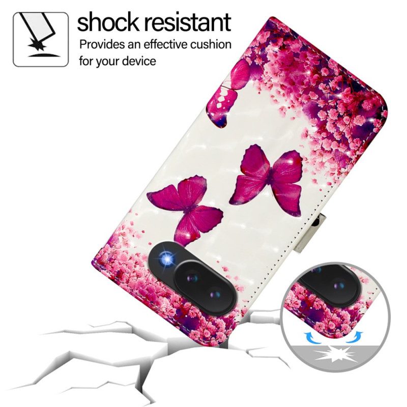 Fodral Google Pixel 10a Rosa Fjärilar