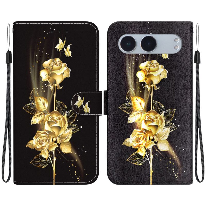 Fodral Oneplus Nord 4 Guldfärgade Och Rosa Fjärilar