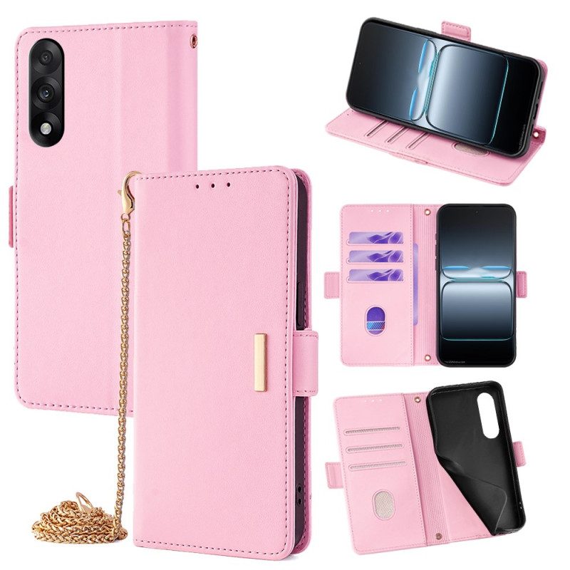 Fodral Oneplus Nord 5 Guldfärgat Spänne Och Rem