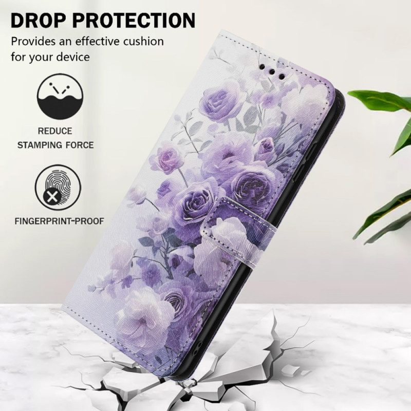 Fodral Oppo Reno 14 Pro 5g Lila Rosor
