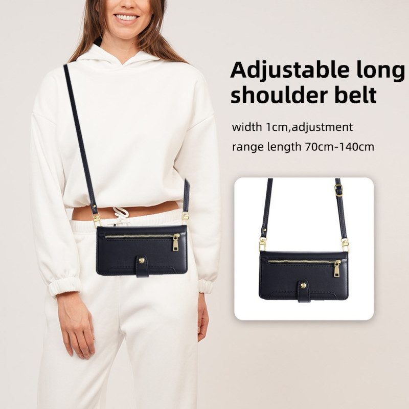 Fodral Realme 14 Pro 5g Dragkedjaplånbok Med Rem Och Axelrem