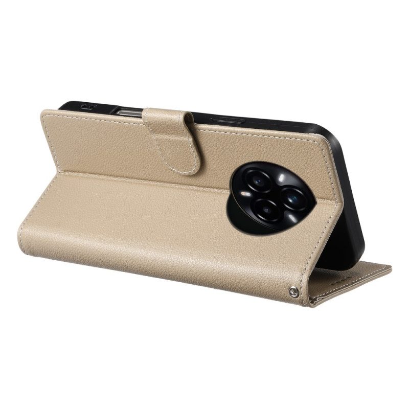 Fodral Realme 14 Pro 5g Enfärgad Lädereffekt Med Rem