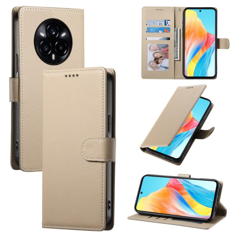 Fodral Realme 14 Pro 5g Enfärgad Lädereffekt Med Rem