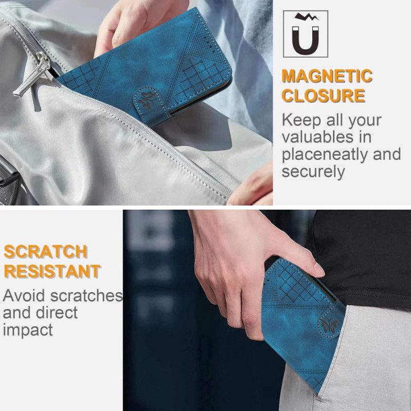 Fodral Realme 14 Pro 5g Geometriska Fjärilar Med Rem