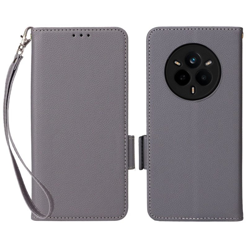 Fodral Realme 14 Pro 5g Litchi-konstläder Med Rem
