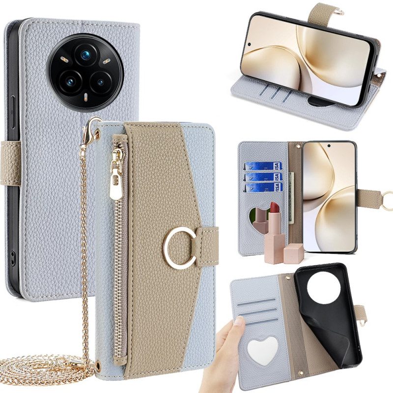 Fodral Realme 14 Pro Plus 5g Tvåfärgad Med Spegel Och Axelrem