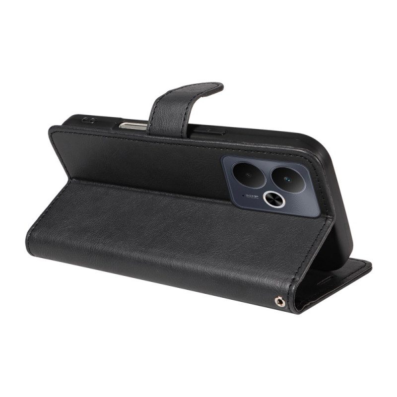 Fodral Realme 14t 5g Enfärgad Lädereffekt Med Rem