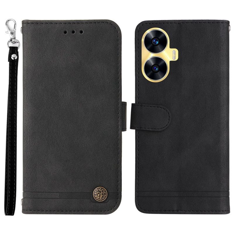 Fodral Realme C55 Dekorativ Nit I Mockaeffekt