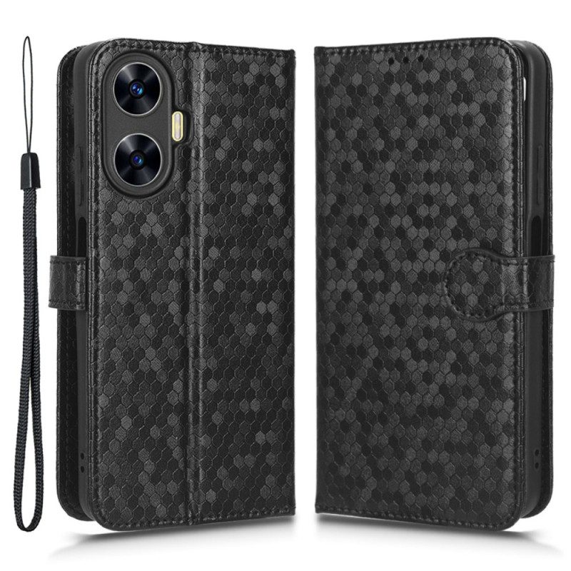 Fodral Realme C55 Glänsande Prickar Med Rem