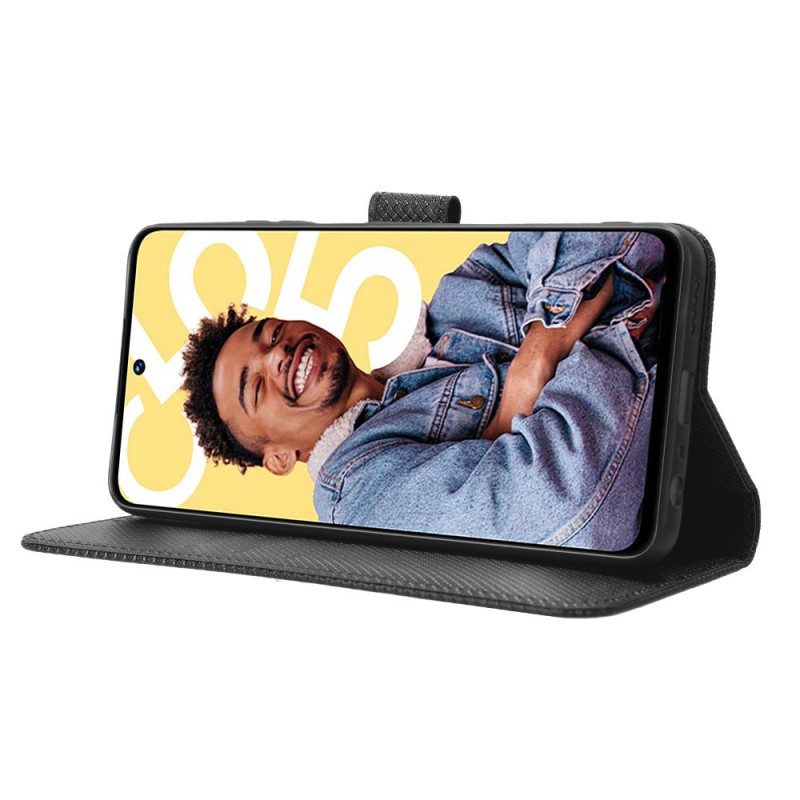 Fodral Realme C55 Plånbok Med Texturerad Rem