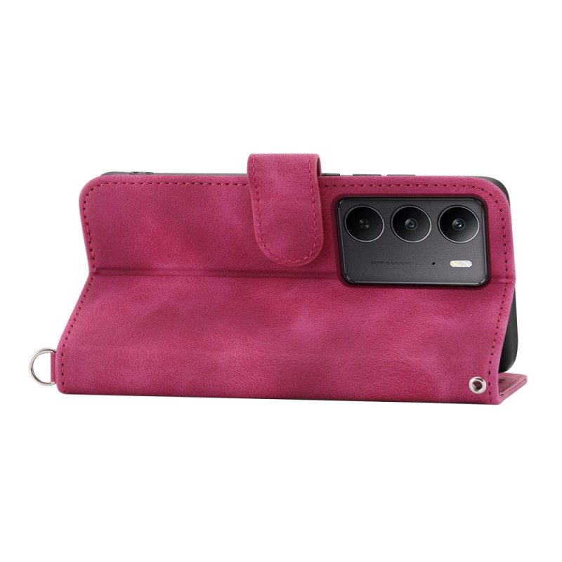 Fodral Realme C75 Mockaspetseffekt Med Rem Och Axelrem