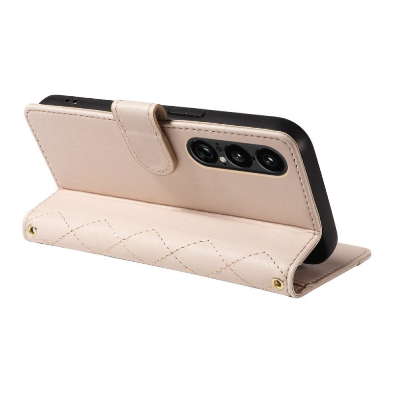 Fodral Sony Xperia 1 Vii Quiltad Med Rem Och Axelrem