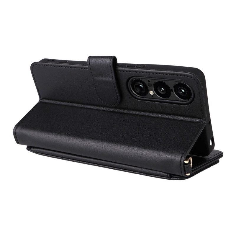 Fodral Sony Xperia 1 Vii Quiltad Med Rem Och Axelrem