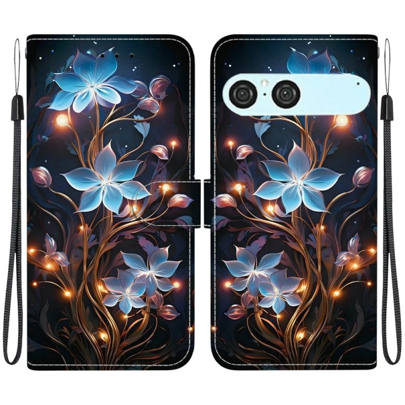 Fodral Sony Xperia 10 Vii Blått Blommönster