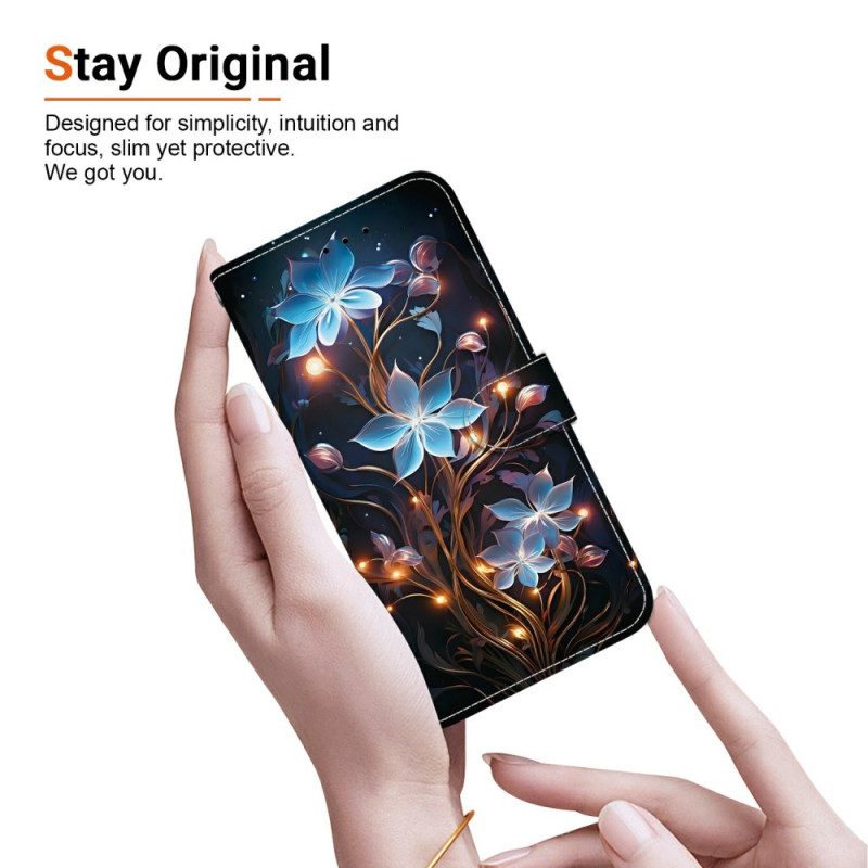 Fodral Sony Xperia 10 Vii Blått Blommönster