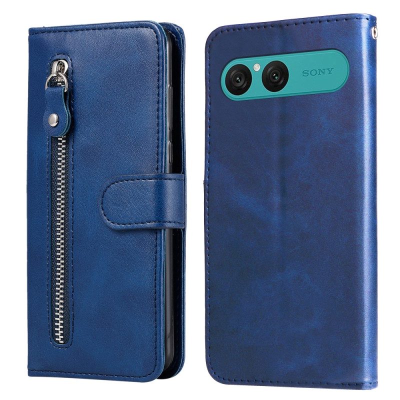 Fodral Sony Xperia 10 Vii Ficka Med Dragkedja