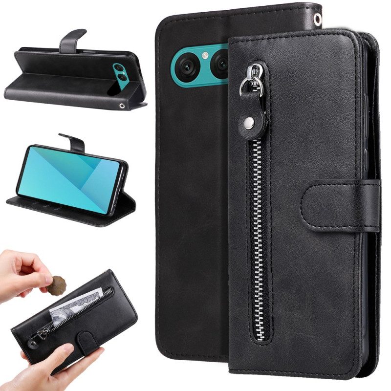 Fodral Sony Xperia 10 Vii Ficka Med Dragkedja