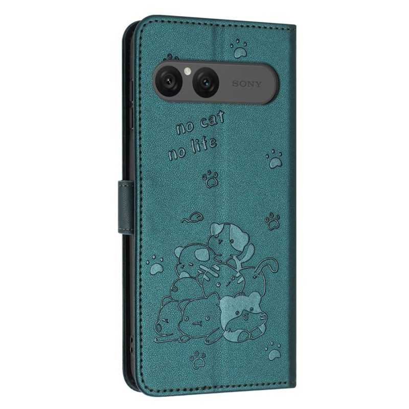 Fodral Sony Xperia 10 Vii Katter Med Rem