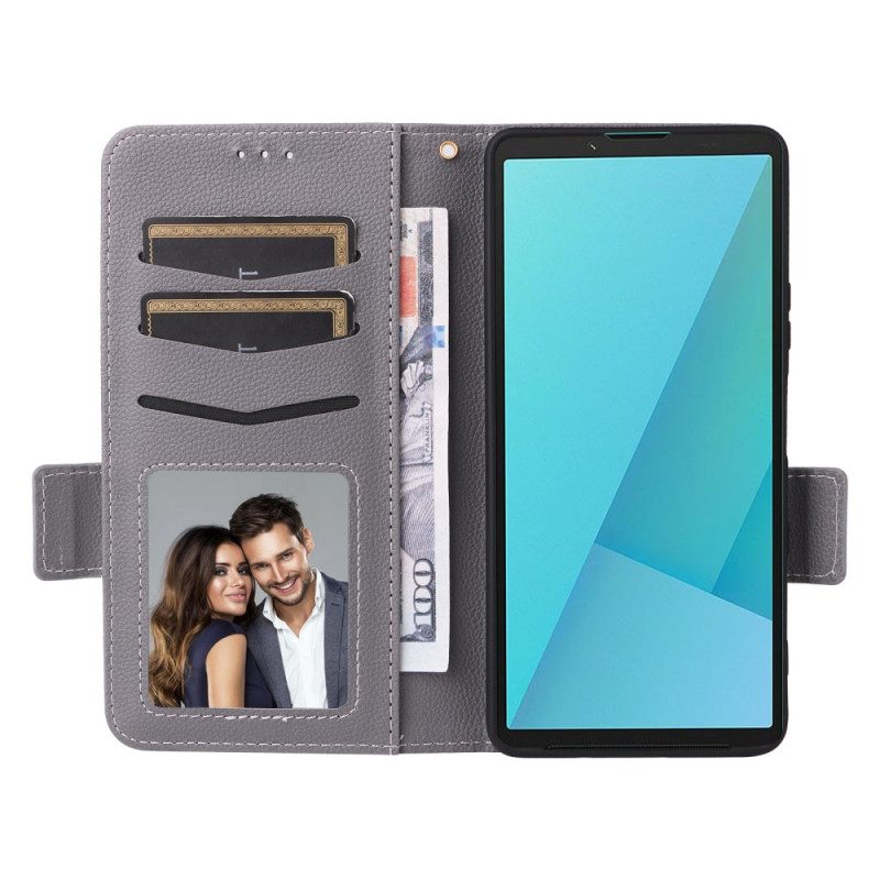 Fodral Sony Xperia 10 Vii Konstläder Med Rem