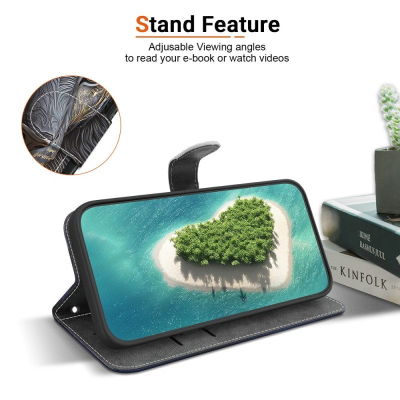 Fodral Sony Xperia 10 Vii Svart Och Guldigt Lejon