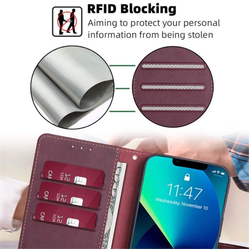 Fodral Vivo V50 Lite 5g Rfid Blockerande Lädereffekt