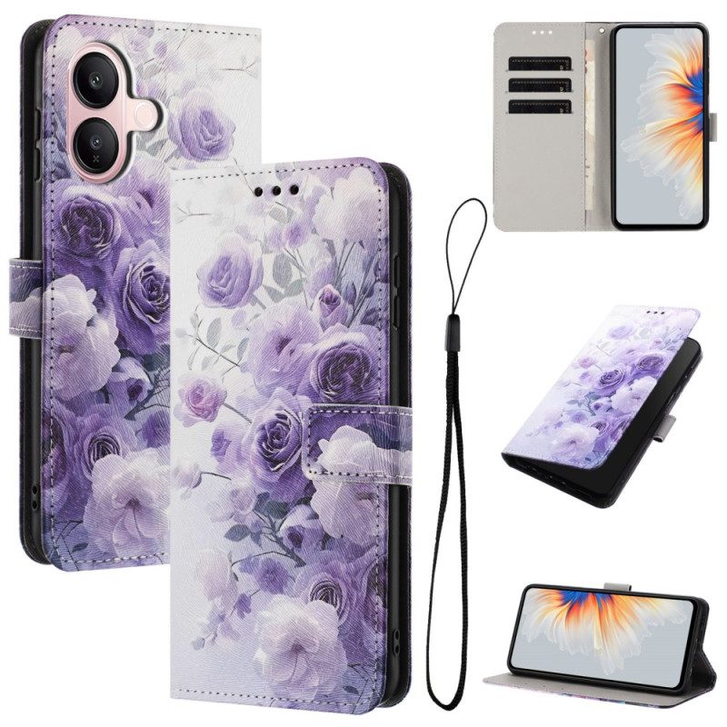 Fodral Vivo V60 Lite Lila Rosor