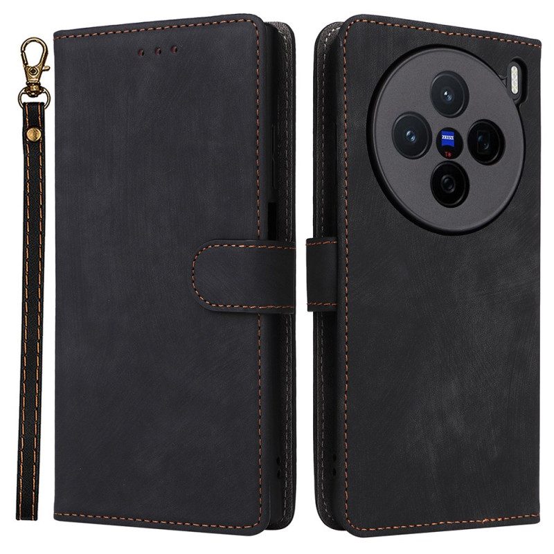 Fodral Vivo X200 Mockaeffekt Med Rem