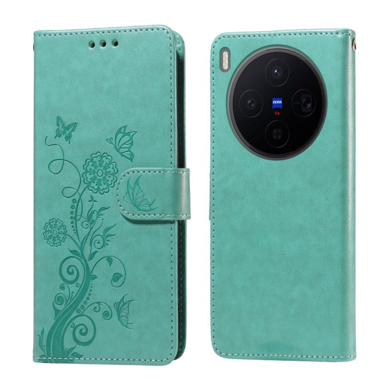 Fodral Vivo X300 Fjärils- Och Blommönster