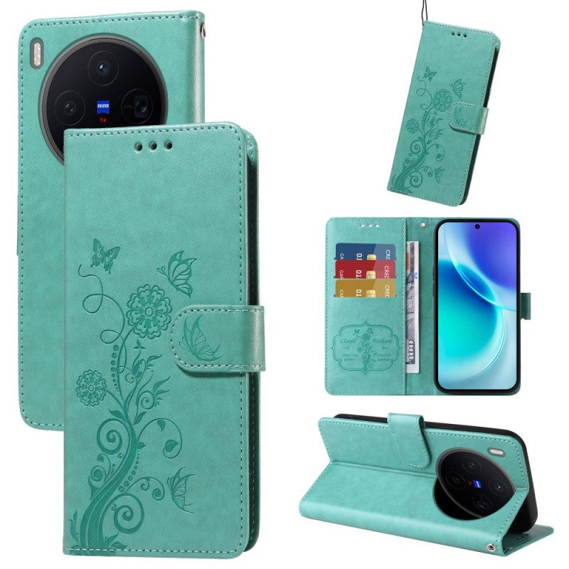 Fodral Vivo X300 Fjärils- Och Blommönster