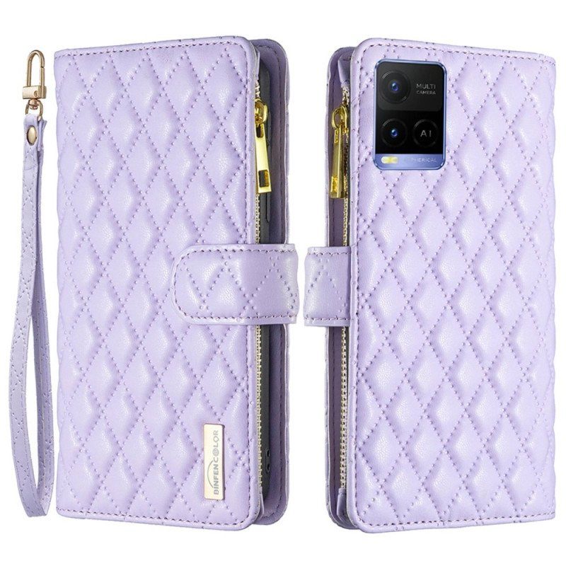 Fodral Vivo Y21s Binfen Färgstil Quiltad