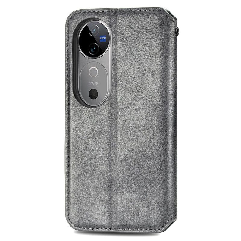 Folio-fodral Vivo V40 5g Telefonfodral Diamantmönster Mockaeffekt