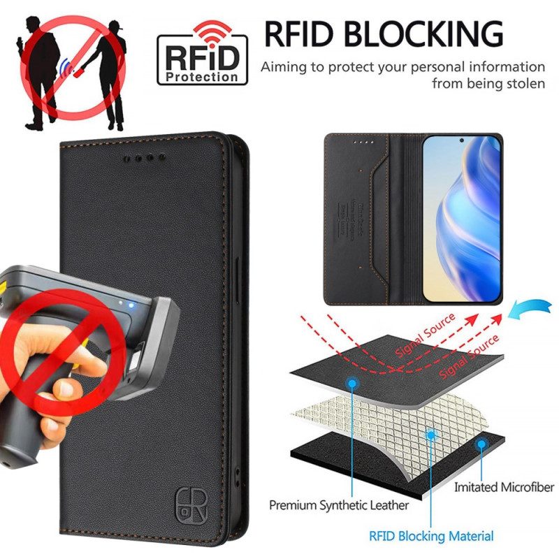 Folio-fodral Vivo V50 5g Telefonfodral Rfid-skydd Och Justerbart Stativ