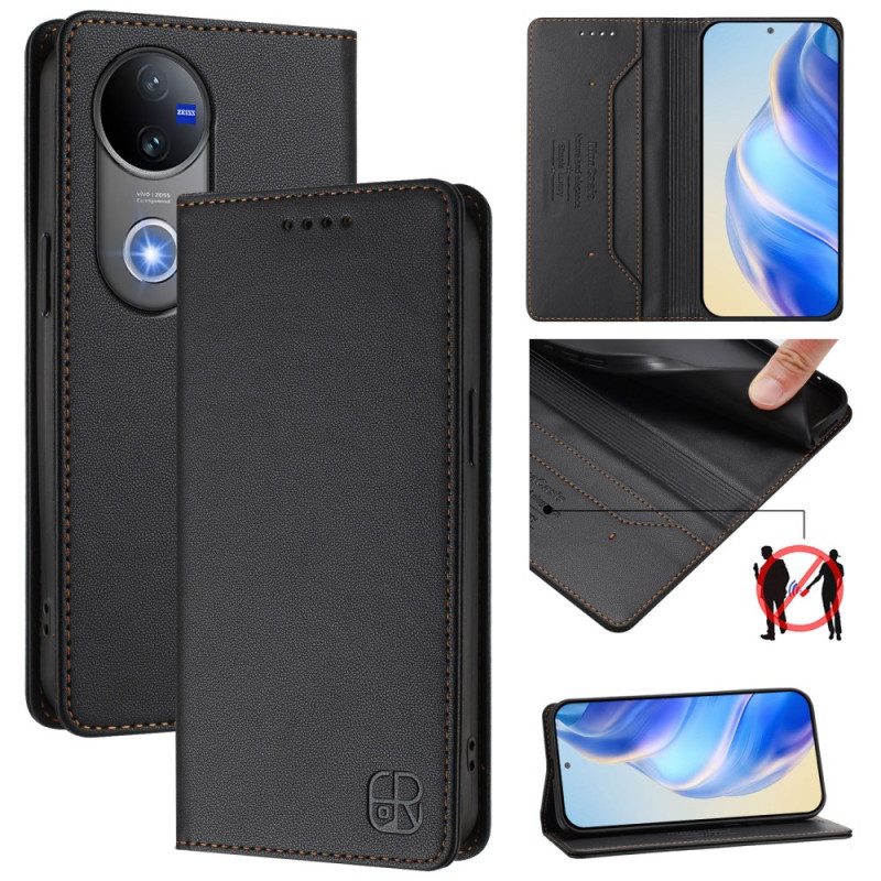 Folio-fodral Vivo V50 5g Telefonfodral Rfid-skydd Och Justerbart Stativ