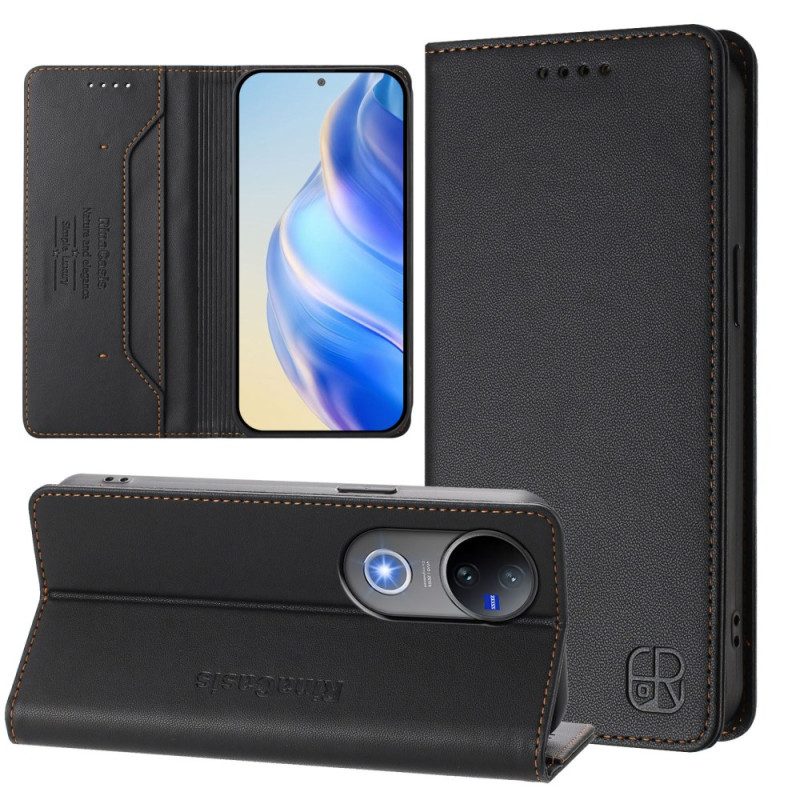 Folio-fodral Vivo V50 5g Telefonfodral Rfid-skydd Och Justerbart Stativ