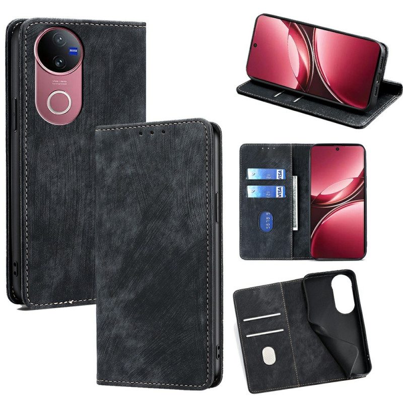 Folio-fodral Vivo V50 5g Vintage Mockaeffekt