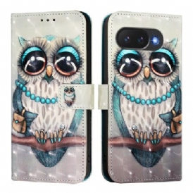 Läderfodral Google Pixel 10a Telefonfodral Grå Uggla