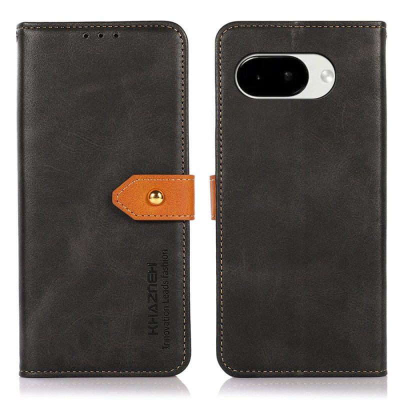 Läderfodral Google Pixel 10a Telefonfodral Guldspänne Khazneh