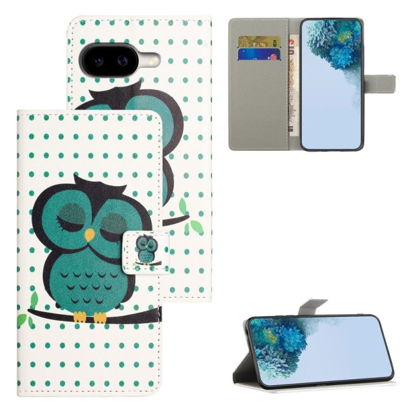 Läderfodral Google Pixel 10a Telefonfodral Sovande Uggla